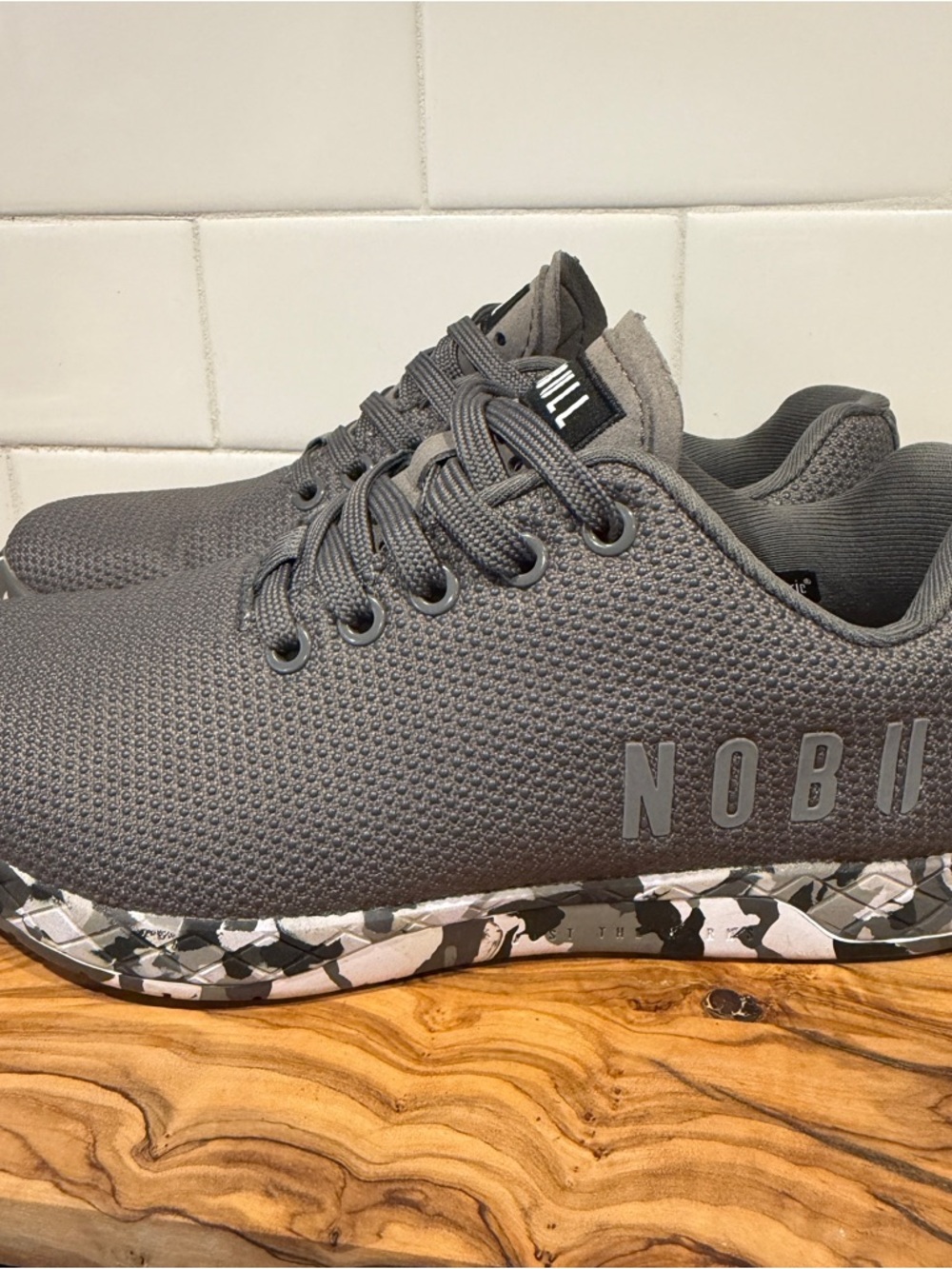 NOBULL  SuperFabric Trainer Low Shoes Black/Gray Camo Soles Women’s 7 Men’s 5.5 - Picture 2 of 12